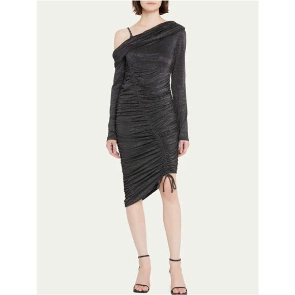 Jonathan Simkhai Standard Sabine Ruched Metallic Body-Con Dress size S - Picture 1 of 12